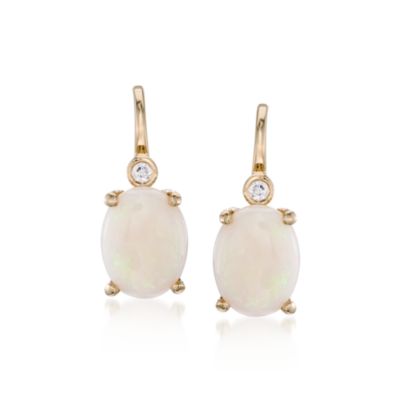 Opal and Diamond Earrings in 14kt Yellow Gold &mdash; Alt Image 1