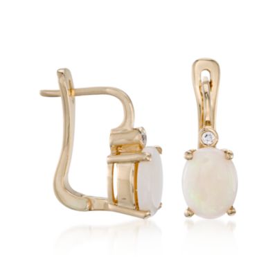Opal and Diamond Earrings in 14kt Yellow Gold &mdash; Alt Image 3