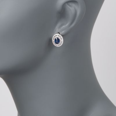 2.30 ct. t.w. Sapphire and .75 ct. t.w. Diamond Earrings in 14kt White Gold &mdash; Alt Image 2
