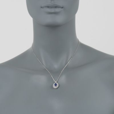 1.16 Carat Sapphire and .40 ct. t.w. Diamond Pendant Necklace in 14kt White Gold. 18" &mdash; Alt Image 2
