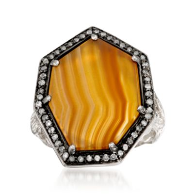 Agate and .25 ct. t.w. Diamond Ring In Sterling Silver &mdash; Alt Image 1