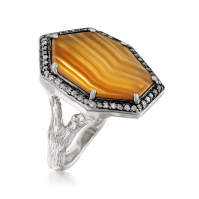 Agate and .25 ct. t.w. Diamond Ring In Sterling Silver &mdash; Alt Image 3