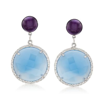Agate and 8.00 ct. t.w. Amethyst Earrings in Sterling Silver &mdash; Alt Image 1