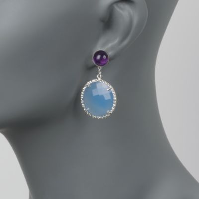 Agate and 8.00 ct. t.w. Amethyst Earrings in Sterling Silver &mdash; Alt Image 2