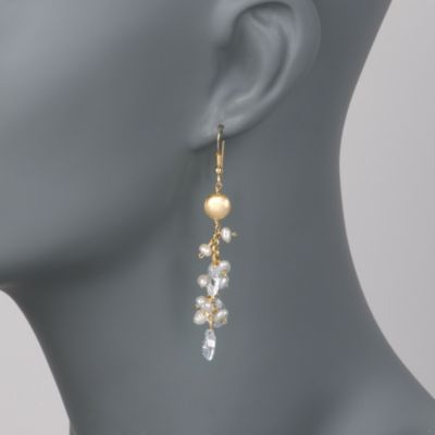 4mm Pearl and CZ Briolette Drop Earrings In Vermeil &mdash; Alt Image 2