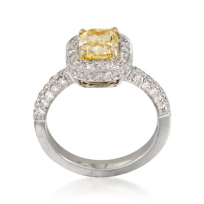 1.30 Carat Certified Fancy Yellow Diamond Ring With .87 ct. t.w. Diamonds in Two-Tone. Size 6 &mdash; Alt Image 4