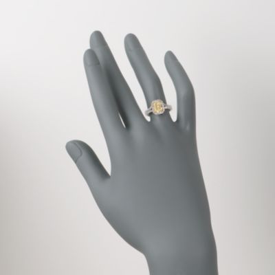 1.43 Carat Certified Fancy Yellow Diamond Ring With .65 ct. t.w. Diamonds in Two-Tone. Size 6 &mdash; Alt Image 2