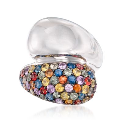3.10 ct. t.w. Multicolored Sapphire Bypass Ring in Sterling Silver &mdash; Alt Image 1