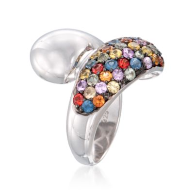 3.10 ct. t.w. Multicolored Sapphire Bypass Ring in Sterling Silver &mdash; Alt Image 3