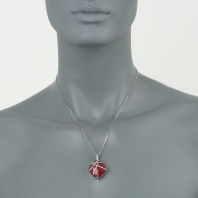 18.00 Carat Ruby Pendant Necklace With Diamonds In Sterling Silver. 18" &mdash; Alt Image 2