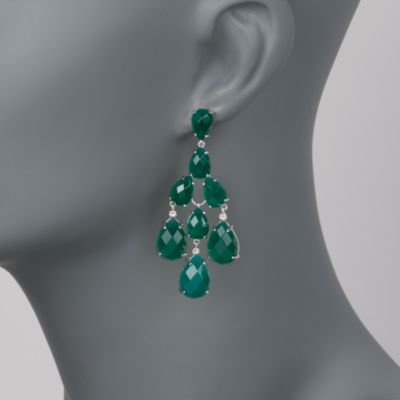 Green Agate Chandelier Earrings in Sterling Silver &mdash; Alt Image 2