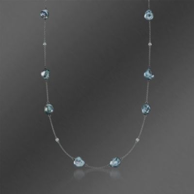 Mikimoto 8mm Black Baroque South Sea Pearl and .20 ct. t.w. Diamond Necklace In 18kt White Gold. 36.5" &mdash; Alt Image 1