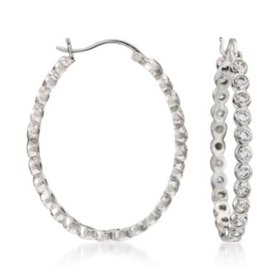 3.00 ct. t.w. CZ Hoop Earrings In Sterling Silver &mdash; Alt Image 1