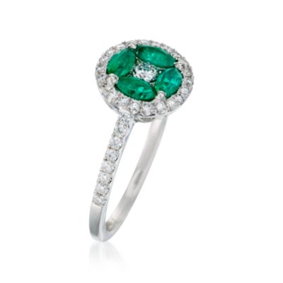 Gregg Ruth .49 ct. t.w. Emerald and .44 ct. t.w. Diamond Ring in 18kt White Gold. Size 6.5 &mdash; Alt Image 3