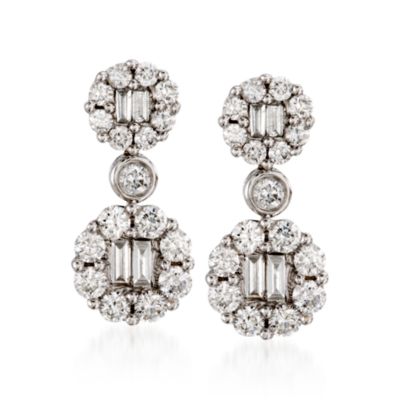 Gregg Ruth 1.05 ct. t.w. Diamond Double Drop Earrings in 18kt White Gold &mdash; Alt Image 1