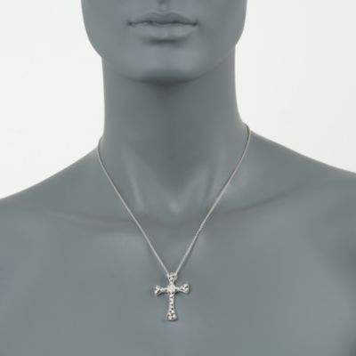 Gregg Ruth .15 ct. t.w. Diamond Cross Pendant Necklace in 18kt White Gold. 18" &mdash; Alt Image 2