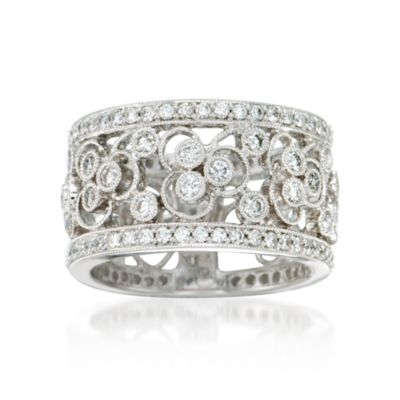 Gregg Ruth 1.38 ct. t.w. Wide-Band Diamond Ring in 18kt White Gold. Size 6.5 &mdash; Alt Image 1