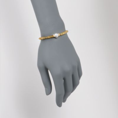 Citrine Bead and 8.5-9mm Cultured Pearl Bracelet In 14kt Yellow Gold. 7.25" &mdash; Alt Image 2