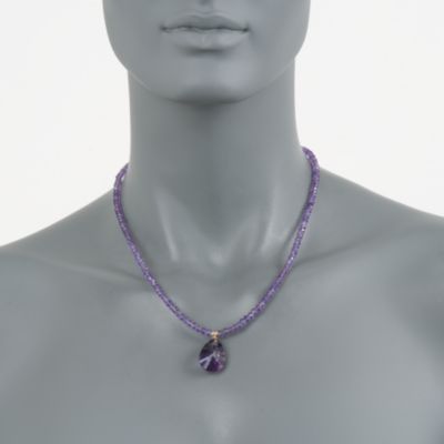 75.00 ct. t.w. Amethyst Bead Pendant Necklace in 14kt Yellow Gold &mdash; Alt Image 3