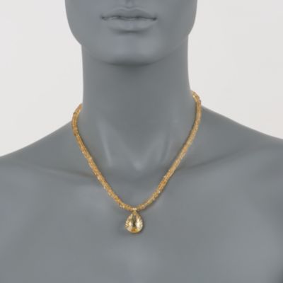 4.5-5mm Citrine Bead Necklace With 15 Carat Citrine Drop in 14kt Yellow Gold &mdash; Alt Image 2