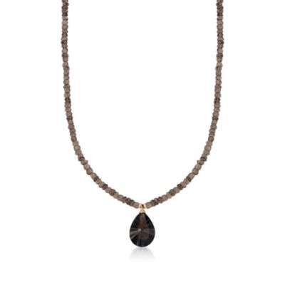 69.00 ct. t.w. Smoky Quartz Bead Pendant Necklace In 14kt Yellow Gold &mdash; Alt Image 1