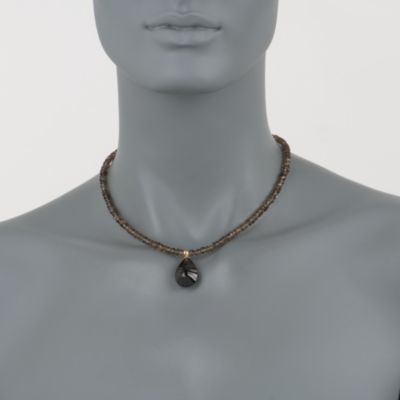 69.00 ct. t.w. Smoky Quartz Bead Pendant Necklace In 14kt Yellow Gold &mdash; Alt Image 2