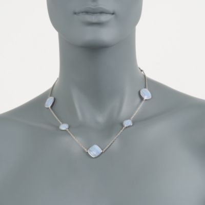 Blue Lace Agate Station Necklace in Sterling Silver &mdash; Alt Image 2