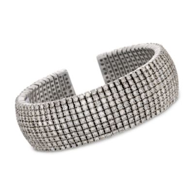 21.05 ct. t.w. Multi-Row Diamond Cuff Bracelet in 18kt White Gold. 7" &mdash; Alt Image 1