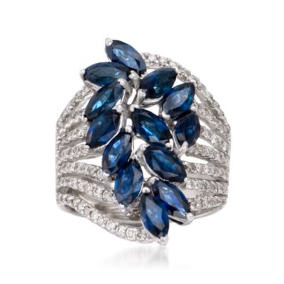 4.45 ct. t.w. Sapphire and .70 ct. t.w. Diamond Ring in 14kt White Gold &mdash; Alt Image 1