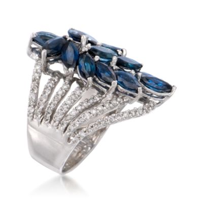 4.45 ct. t.w. Sapphire and .70 ct. t.w. Diamond Ring in 14kt White Gold &mdash; Alt Image 3
