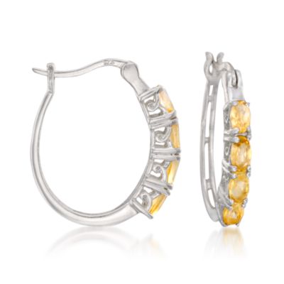 1.40 ct. t.w. Citrine Hoop Earrings In Sterling Silver &mdash; Alt Image 1