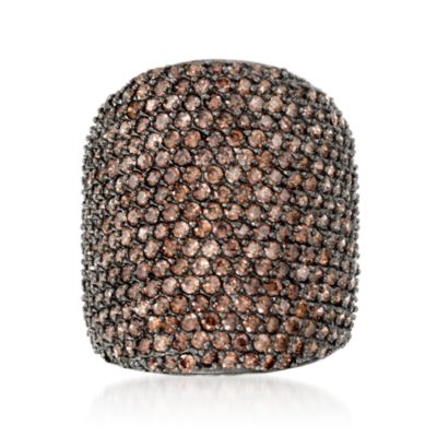 9.10 ct. t.w. Pave Brown CZ Tapered Ring in Sterling Silver. Size 5 &mdash; Alt Image 1