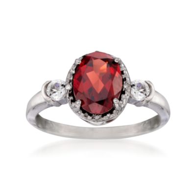 1.80 Carat Garnet and .10 ct. t.w. White Topaz Ring With Diamonds in Sterling Silver &mdash; Alt Image 1