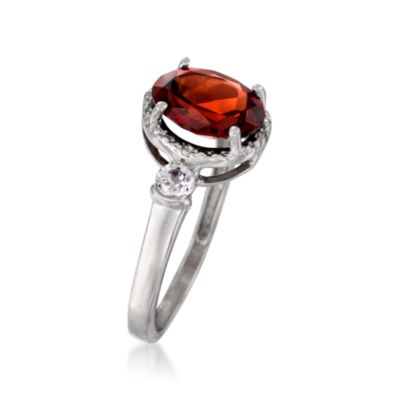 1.80 Carat Garnet and .10 ct. t.w. White Topaz Ring With Diamonds in Sterling Silver &mdash; Alt Image 3