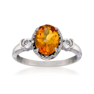 1.80 Carat Citrine and .10 ct. t.w. White Topaz Ring With Diamonds in Sterling Silver &mdash; Alt Image 1