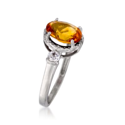 1.80 Carat Citrine and .10 ct. t.w. White Topaz Ring With Diamonds in Sterling Silver &mdash; Alt Image 3