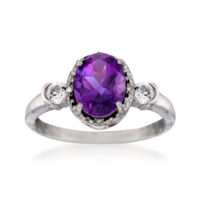 1.80 Carat Amethyst and .10 ct. t.w. White Topaz Ring With Diamonds in Sterling Silver &mdash; Alt Image 1