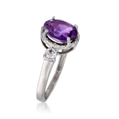 1.80 Carat Amethyst and .10 ct. t.w. White Topaz Ring With Diamonds in Sterling Silver &mdash; Alt Image 3