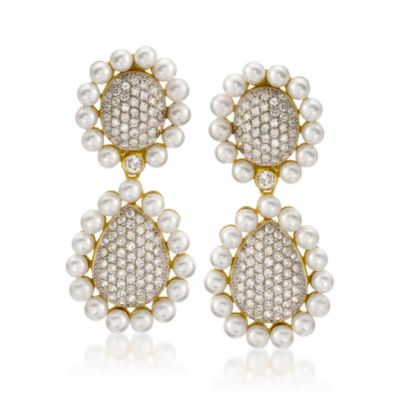 4.00 ct. t.w. CZ and Mother-Of-Pearl Drop Earrings In Vermeil &mdash; Alt Image 1