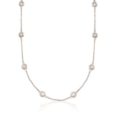 3.50 ct. t.w. Diamond Station Necklace in 14kt White Gold. 18" &mdash; Alt Image 1
