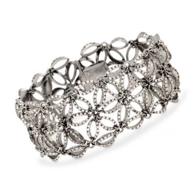C. 1990. Vintage 5.00 ct. t.w. Diamond Floral Bracelet in 18kt White Gold. 7.75" &mdash; Alt Image 1