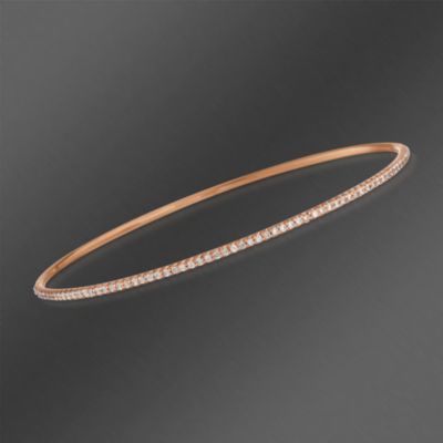 Roberto Coin .67 ct. t.w. Pave Diamond Oval Bangle Bracelet in 18kt Rose Gold. 7" &mdash; Alt Image 1