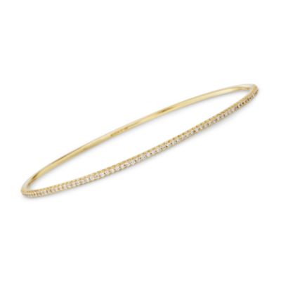 Roberto Coin .67 ct. t.w. Pave Diamond Oval Bangle Bracelet in 18kt Yellow Gold. 7" &mdash; Alt Image 1