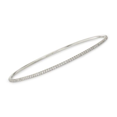 Roberto Coin .67 ct. t.w. Pave Diamond Oval Bangle Bracelet in 18kt White Gold. 7" &mdash; Alt Image 1