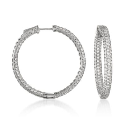 4.55 ct. t.w. Pave CZ In-And-Out Hoop Earrings in Sterling Silver &mdash; Alt Image 1