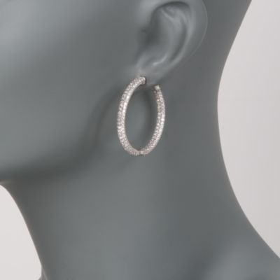 4.55 ct. t.w. Pave CZ In-And-Out Hoop Earrings in Sterling Silver &mdash; Alt Image 2