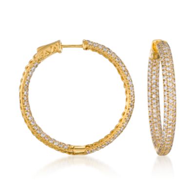 4.55 ct. t.w. CZ In-And-Out Hoop Earrings in 14kt Gold Over Sterling Silver &mdash; Alt Image 1