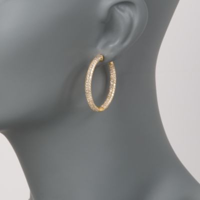 4.55 ct. t.w. CZ In-And-Out Hoop Earrings in 14kt Gold Over Sterling Silver &mdash; Alt Image 2