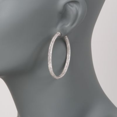 6.90 ct. t.w. CZ In-And-Out Hoop Earrings in Sterling Silver &mdash; Alt Image 2