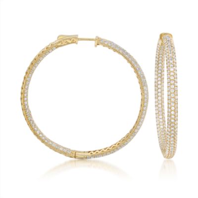 6.90 ct. t.w. CZ Inside Out Hoop Earrings in 14kt Gold Over Sterling Silver &mdash; Alt Image 1